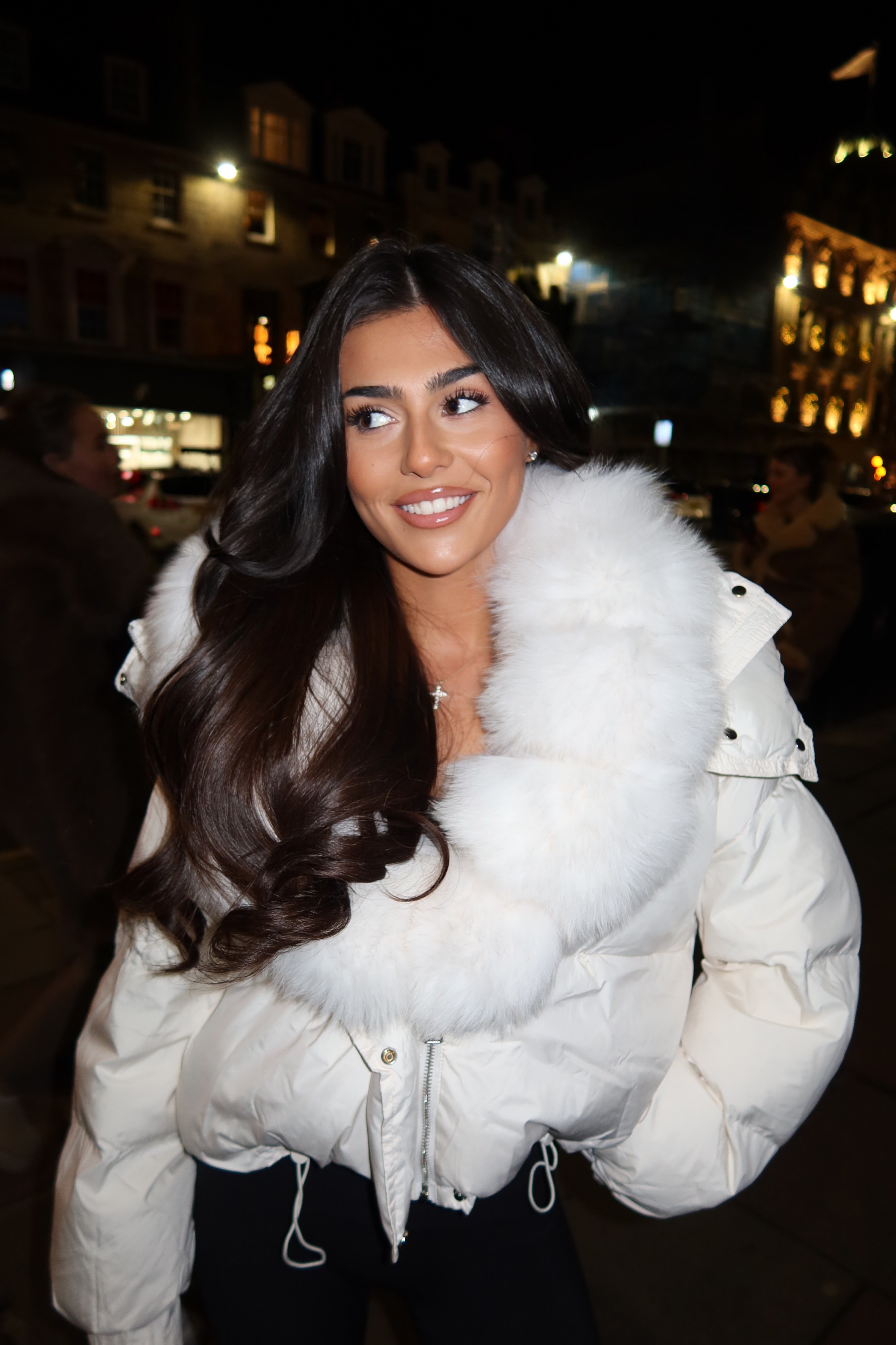 White Luxe fur puffer jacket