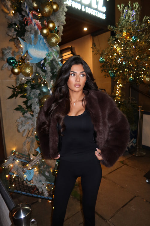 Brown luxe fur jacket